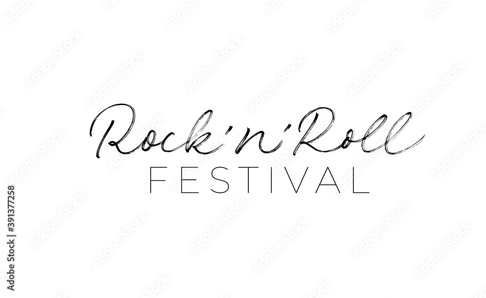 Rock and Roll festival hand drawn vector lettering. Modern simple line calligraphy isolated on white background. Rock n roll grunge style typography for print stump, t shirt, poster design, banner. Rock and Roll festival hand drawn vector lettering. Modern simple line calligraphy isolated on white background. Rock n roll grunge style typography for print stump, t shirt, poster design, banner.