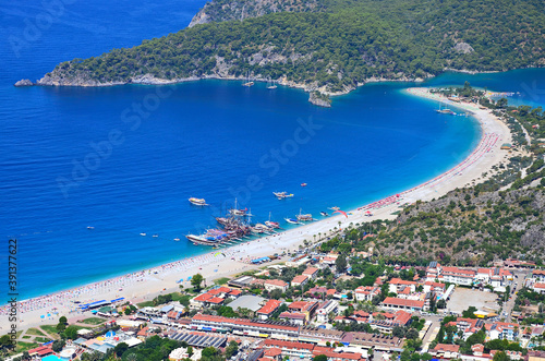 View of Oludeniz Beach And Blue Lagoon. Oludeniz beach is best beach in Turkey - Fethiye, Turkey © Sergei
