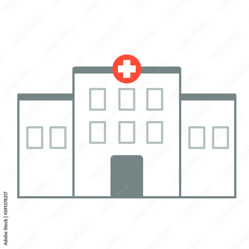 Hospital building medical icons. Clinic modern graphics flat icon. Hospital building medical icons. Clinic modern graphics flat icon.