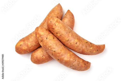 Bavarian sausages, isolated on white background