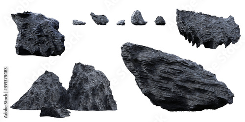 Fototapeta Naklejka Na Ścianę i Meble -  dark rocks isolated on white background