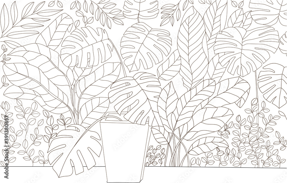Coloring book for adults Colouring leaf picture for relaxation, Stock