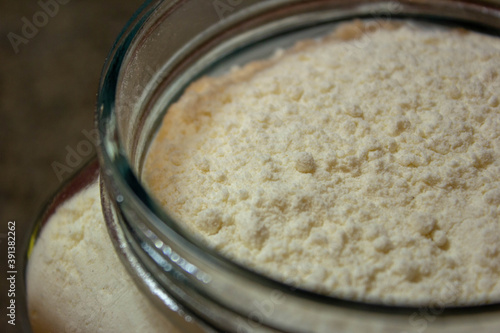 Pot of fresh flour just after poured photo
