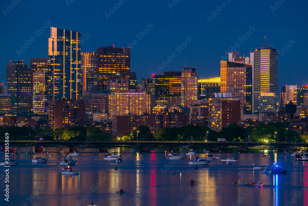 Obraz premium The Boston skyline on the 4th of July