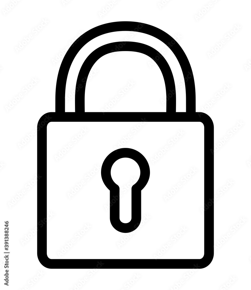 Lock line icon. Padlock outline vector illustration isolated on white background. Lock line icon. Padlock outline vector illustration isolated on white background.
