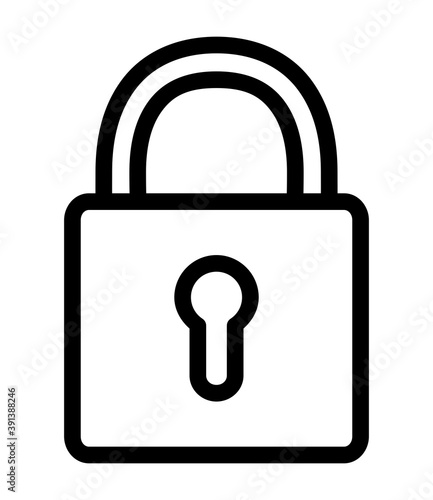 Lock line icon. Padlock outline vector illustration isolated on white background.
