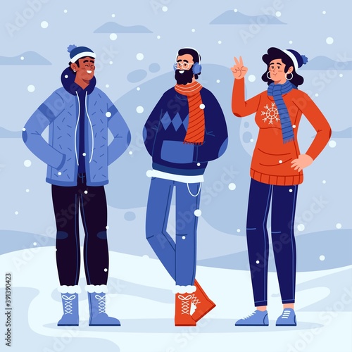 people wearing cozy winter clothes