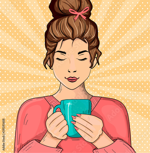 Woman coffee lover portrait