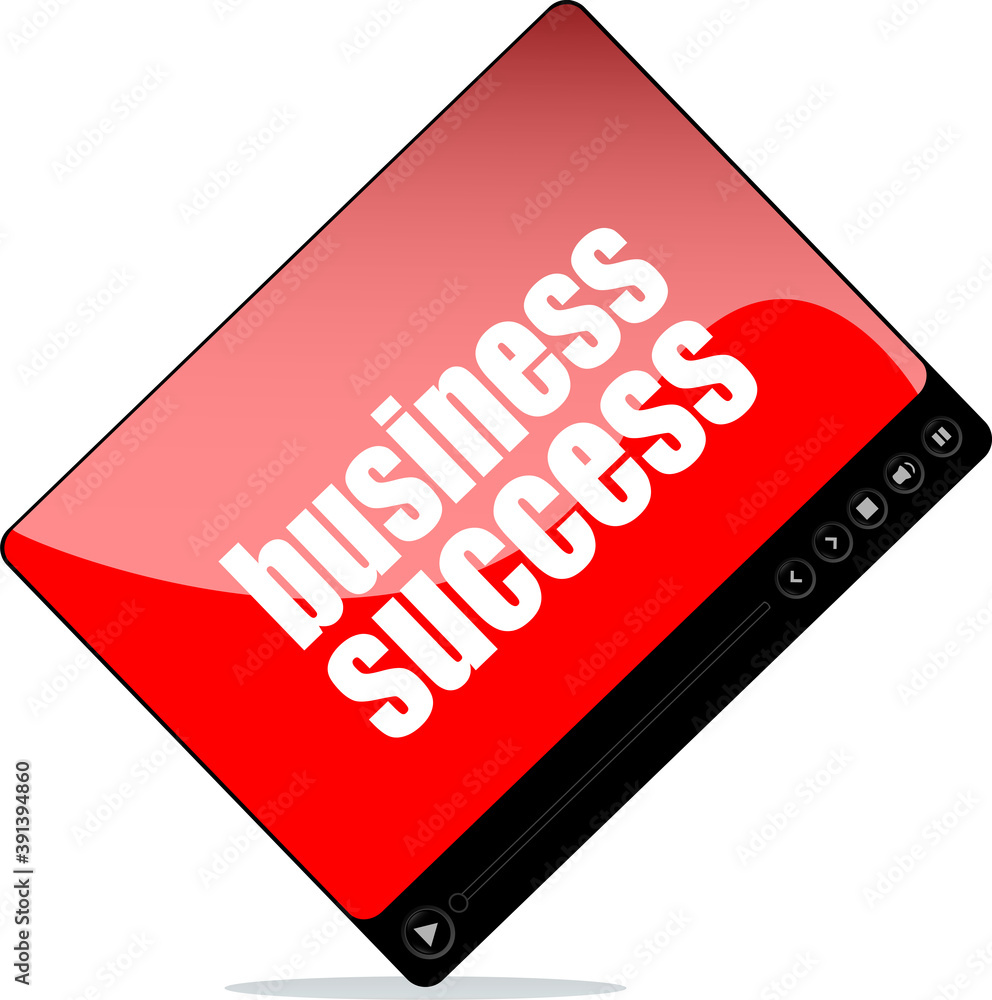 Video player for web with business success words Video player for web with business success words