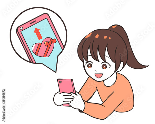 バーチャルでチョコを送る　女の子