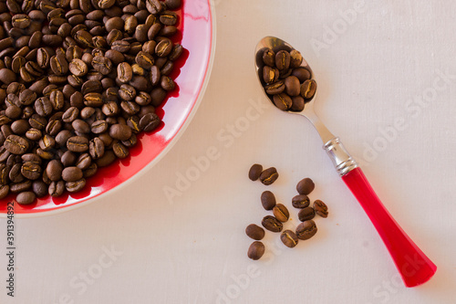 coffee beans and cup