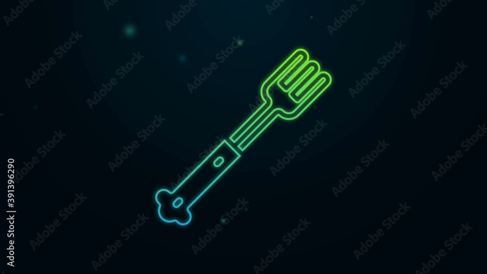 Glowing neon line Fork icon isolated on black background. Cutlery symbol. 4K Video motion graphic animation Glowing neon line Fork icon isolated on black background. Cutlery symbol. 4K Video motion graphic animation
