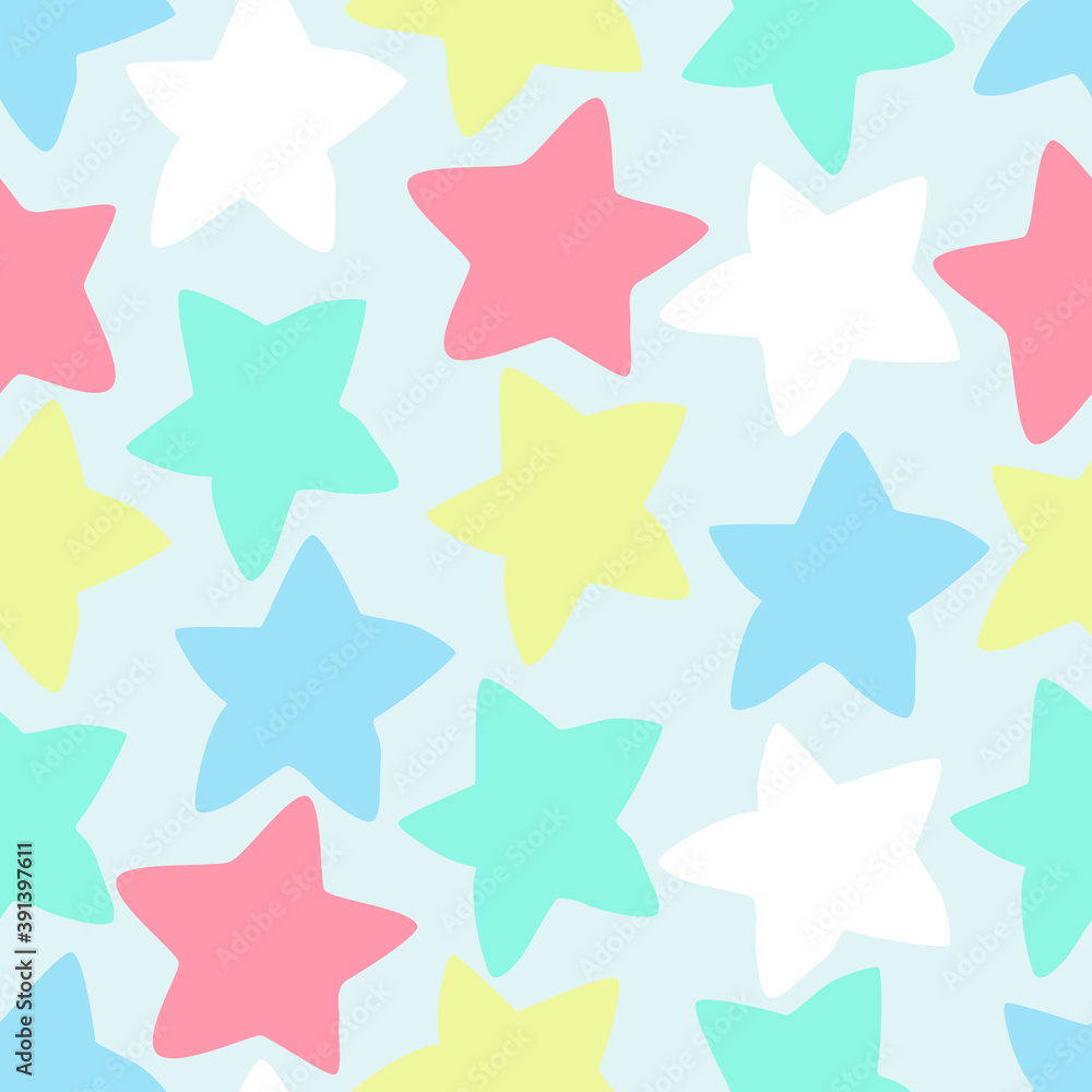 Obraz premium Seamless pattern in the form of stars. Pastel shades. Vector illustration in flat design. 