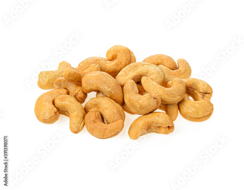 Close up  cashew nuts isolated  on white background