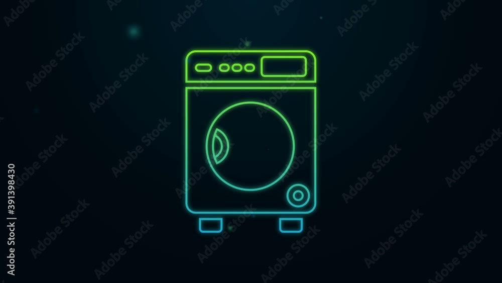 Glowing neon line Washer icon isolated on black background. Washing machine icon. Clothes washer - laundry machine. Home appliance symbol. 4K Video motion graphic animation Glowing neon line Washer icon isolated on black background. Washing machine icon. Clothes washer - laundry machine. Home appliance symbol. 4K Video motion graphic animation