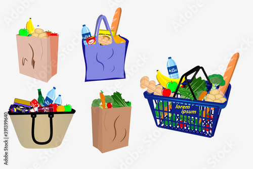 set of small shopping basket or wire shopping basket or metal container shopping basket. eps 10 vector, easy to modify