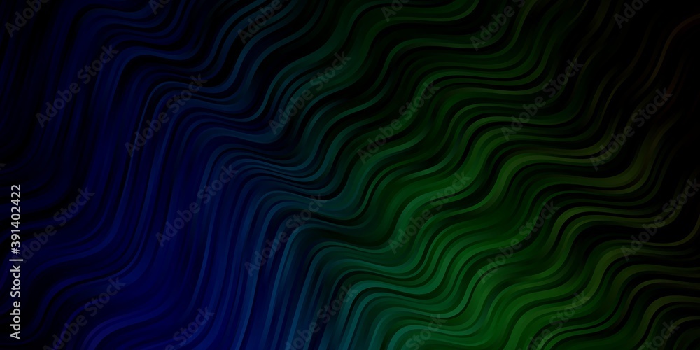Light Blue, Green vector pattern with curves.