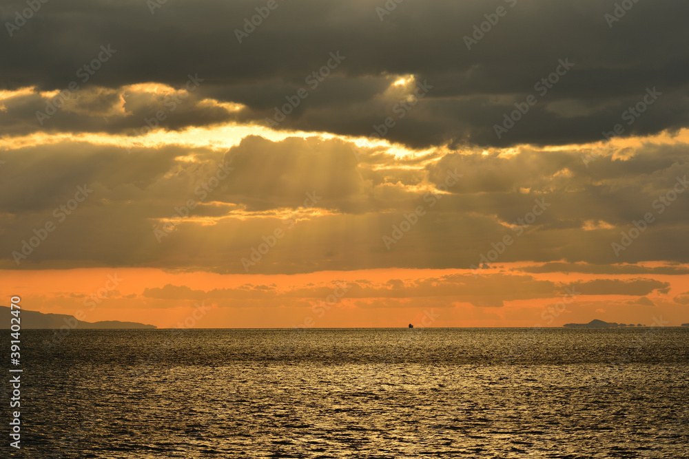 Naklejka premium 明石海峡の夕景