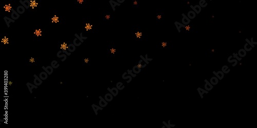 Dark green, yellow vector pattern with coronavirus elements.