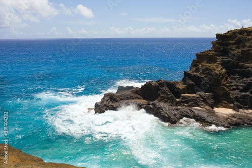 Canvas Print Kahauloa Cove as seen from Lanai Lookout