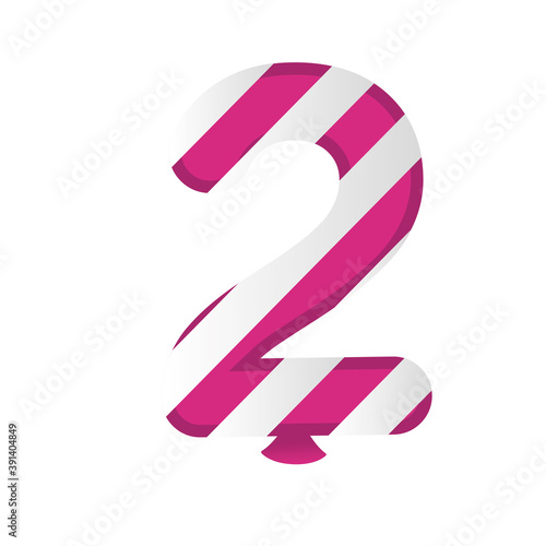 balloon helium number two with stripes floating