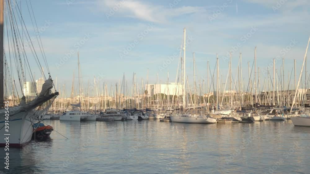Sailboats in the maritime port of the city of Barcelona Sailboats in the maritime port of the city of Barcelona
