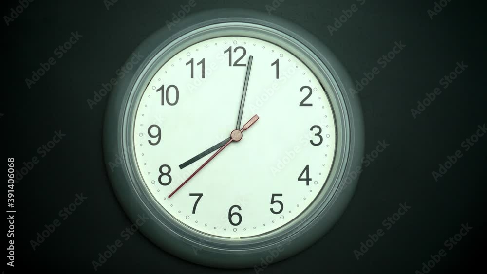 Slow motion clock isolated on black background, Showtime 08.02 am or pm, Red second hand minute Walk, Time concept. Slow motion clock isolated on black background, Showtime 08.02 am or pm, Red second hand minute Walk, Time concept.