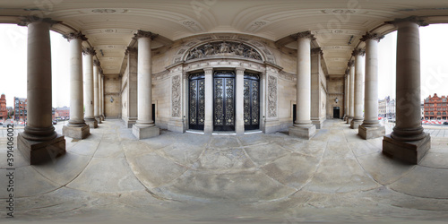 360 Degree panoramic sphere photo showing the outside of the historic Leeds Town Hall in the city centre © Duncan