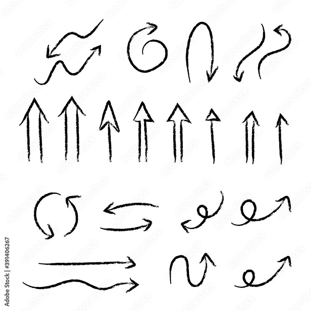 Hand drawn arrows collection. Arrow doodle set. Hand drawn graphic elements. Hand drawn arrows collection. Arrow doodle set. Hand drawn graphic elements.