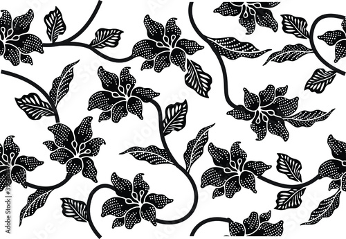 Indonesian batik motif, Batik is a technique of wax-resist dyeing applied to whole cloth, or cloth made using this technique originated from Indonesia. Vector EPS 10