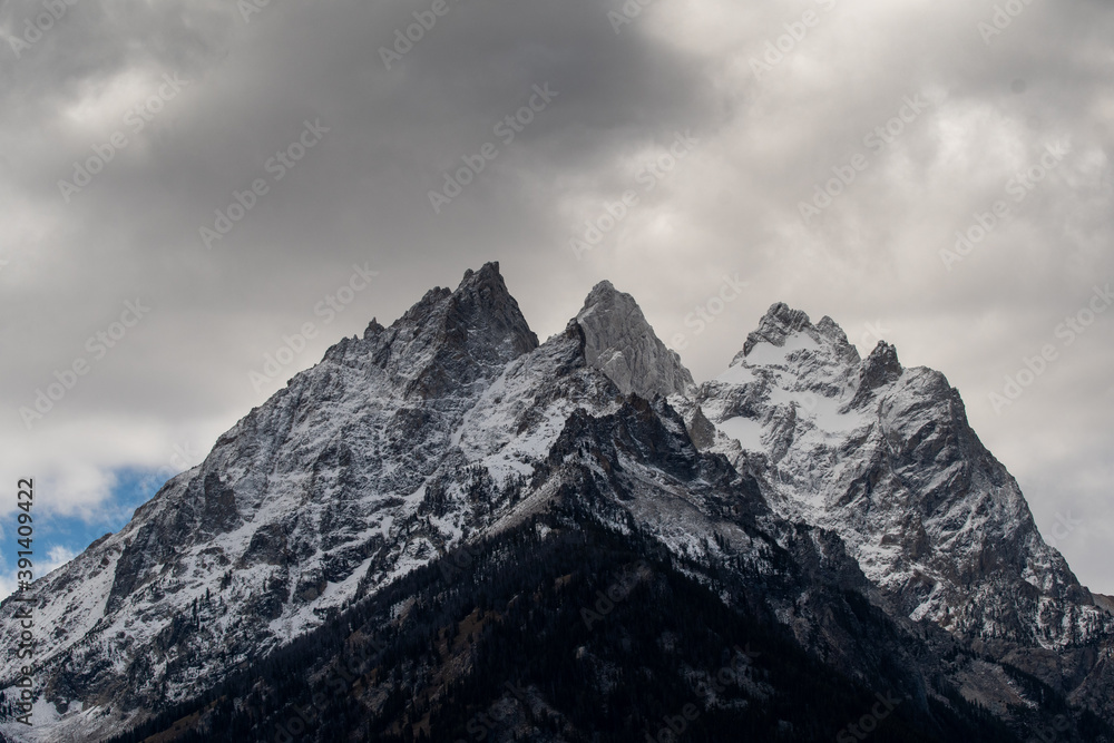 Dark clouds over mountains