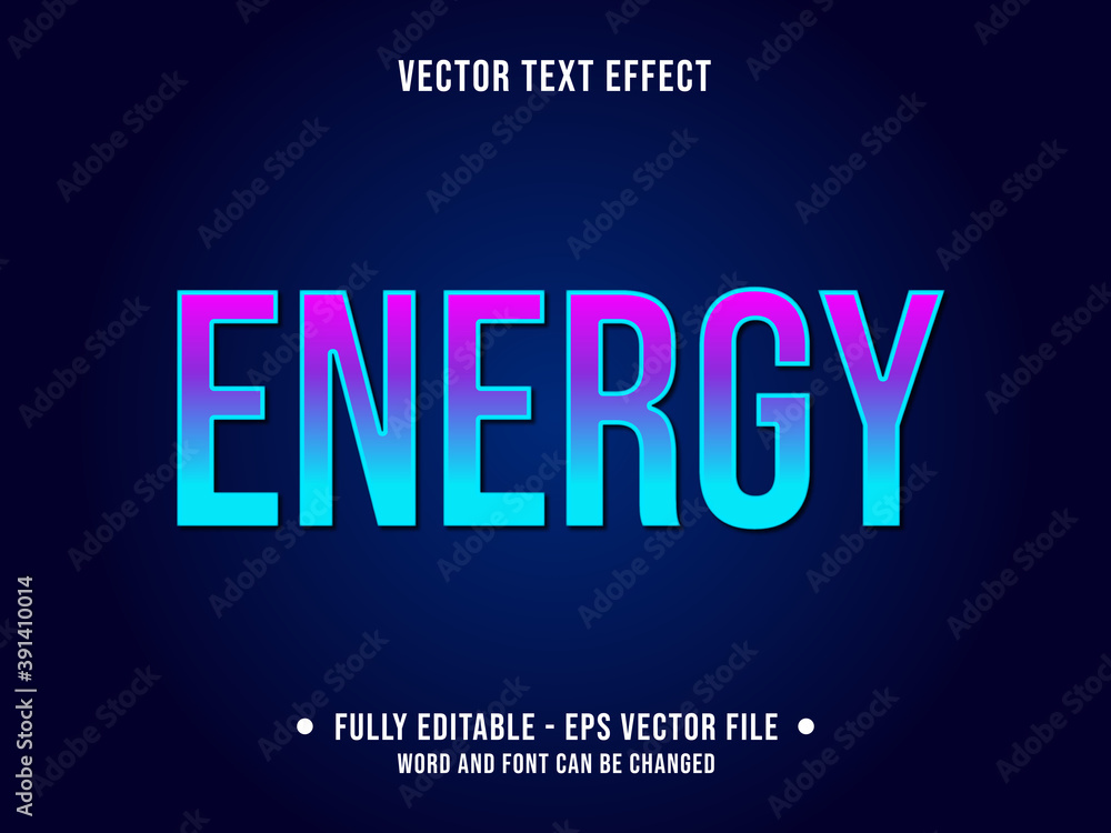 Editable text effect - Energy modern gradient purple and neon blue color style