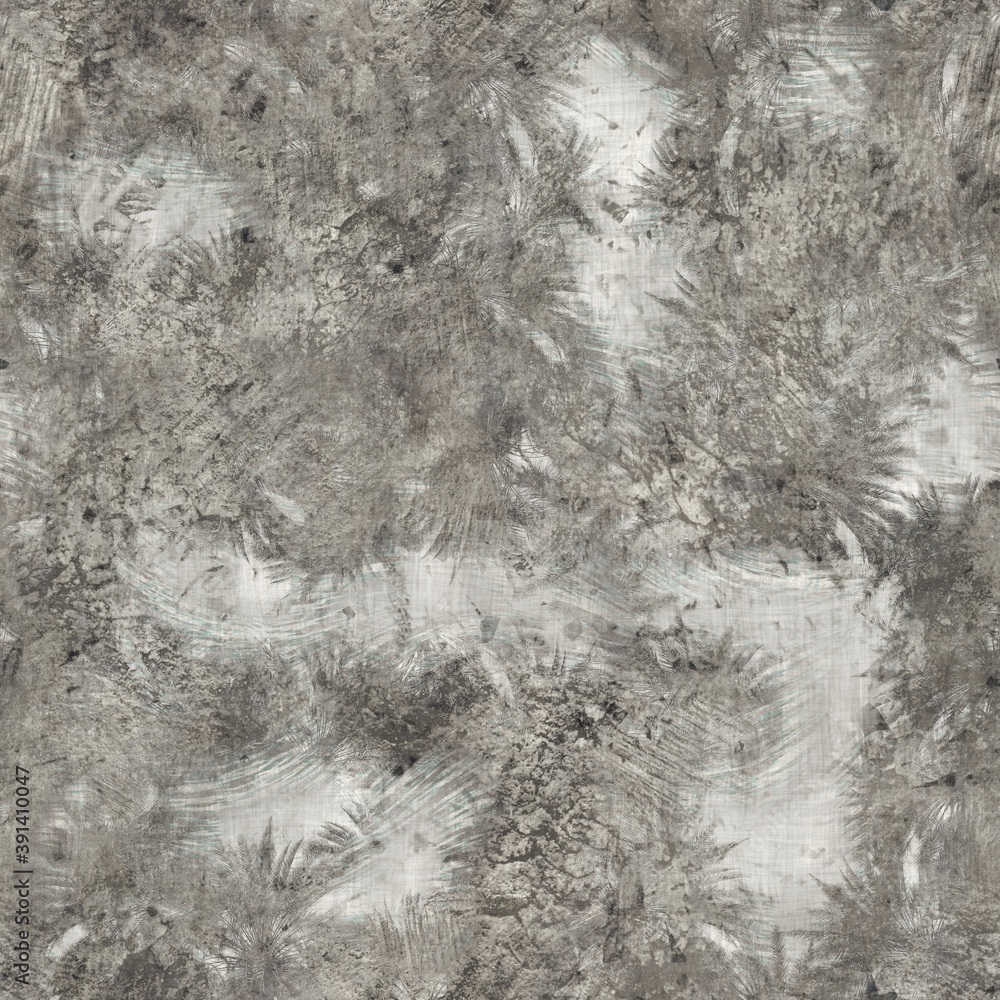 Fototapeta premium Seamless Tropical Palm Leaf Pattern. Beige Brown Tan Aged Old Grungy Dirty Design. High quality illustration. Detailed worn messy stained wrinkled tough surface material.