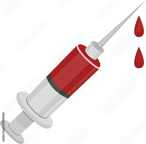 Vector emoticon illustration of a syringe