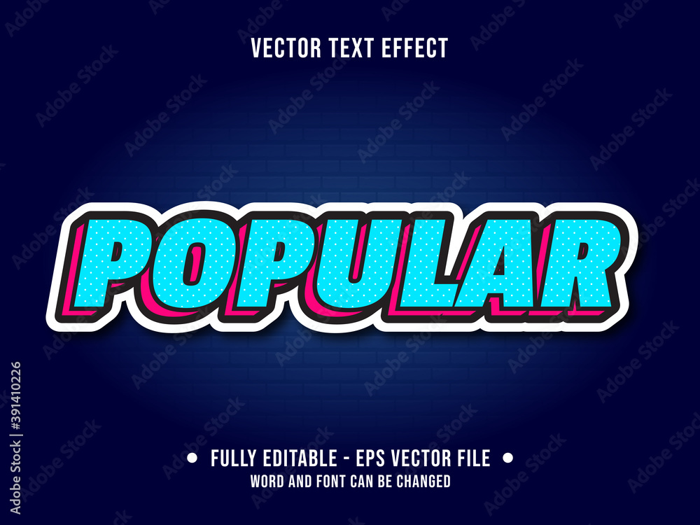 Obraz premium Editable text effect - Popular popart red and cyan modern color style 