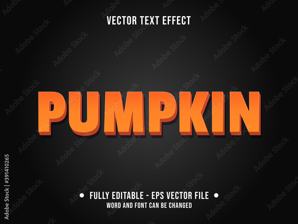 Editable text effect - Pumpkin orange modern gradient color style
