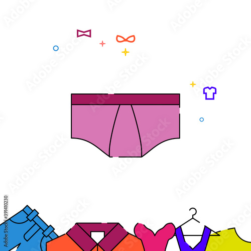 Men briefs filled line icon, garments simple illustration