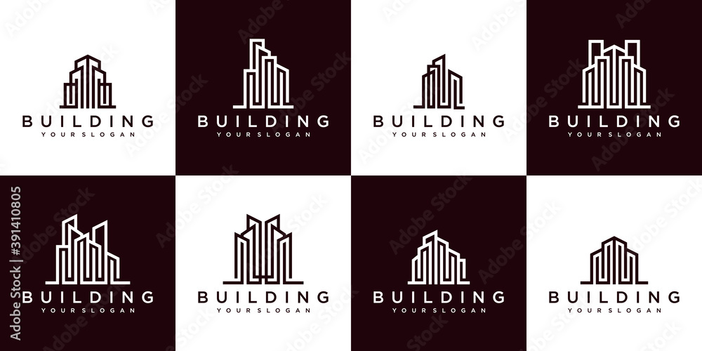 set of building logo monoline set of building logo monoline