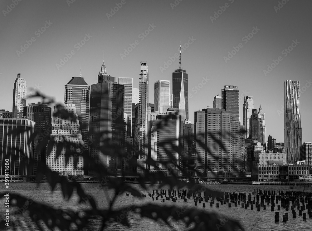 city skyline New York black an white beautiful views usa United States  buildings 