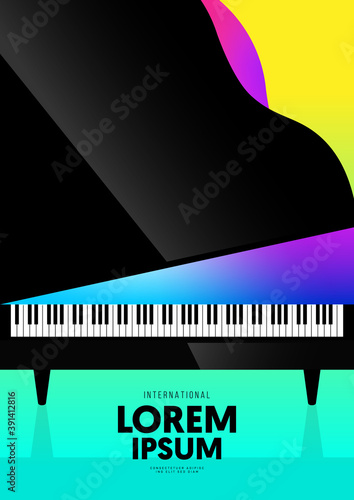 Music poster decorative with gradient piano design template background modern art style
