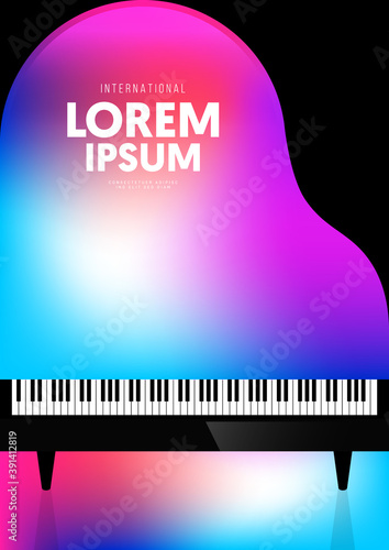 Music poster decorative with gradient piano design template background modern art style