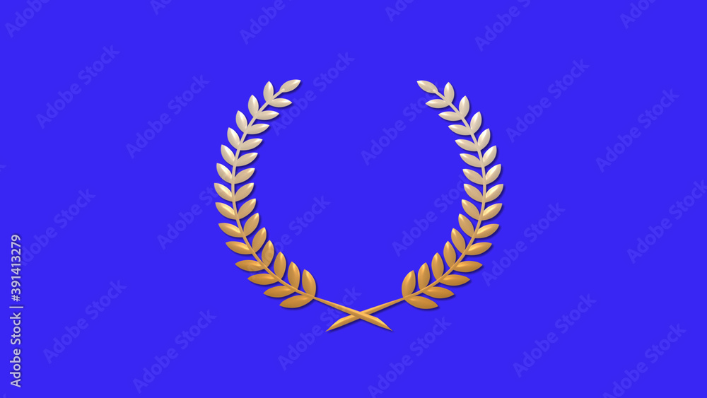 Amazing brown and white gradient 3d wheat logo icon on blue background Amazing brown and white gradient 3d wheat logo icon on blue background