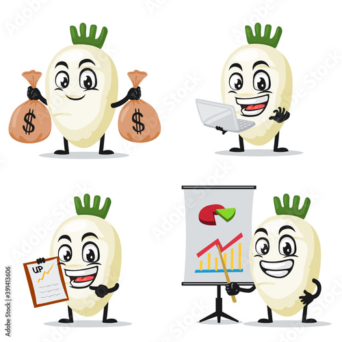 vector illustration of radish mascot or character 