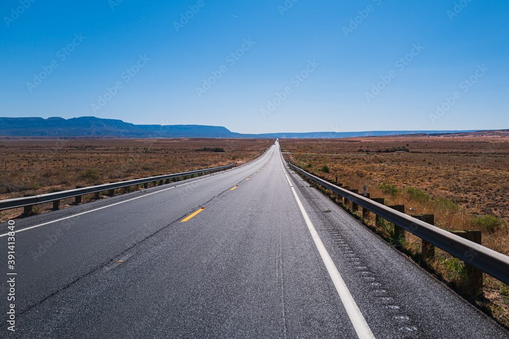 Scenic highway in Arizona-Utah, America. Road in the desert. Scenic highway in Arizona-Utah, America. Road in the desert.