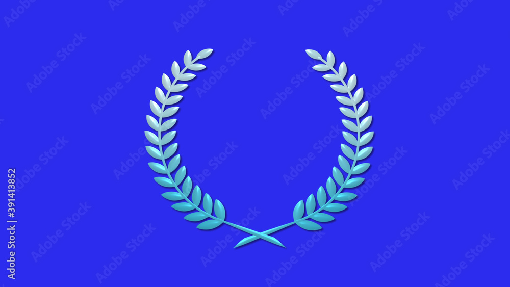 Amazing cyan and white gradient 3d wheat logo icon on blue background Amazing cyan and white gradient 3d wheat logo icon on blue background
