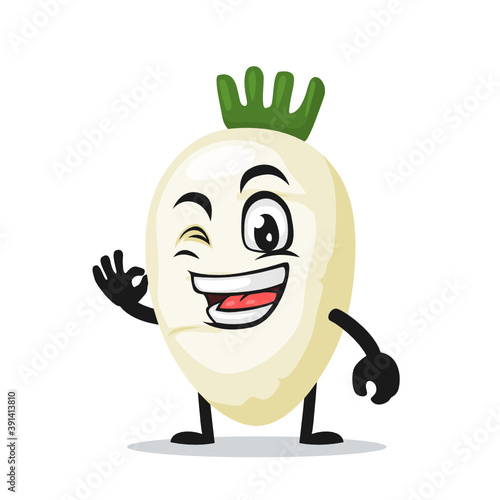 vector illustration of radish mascot or character 