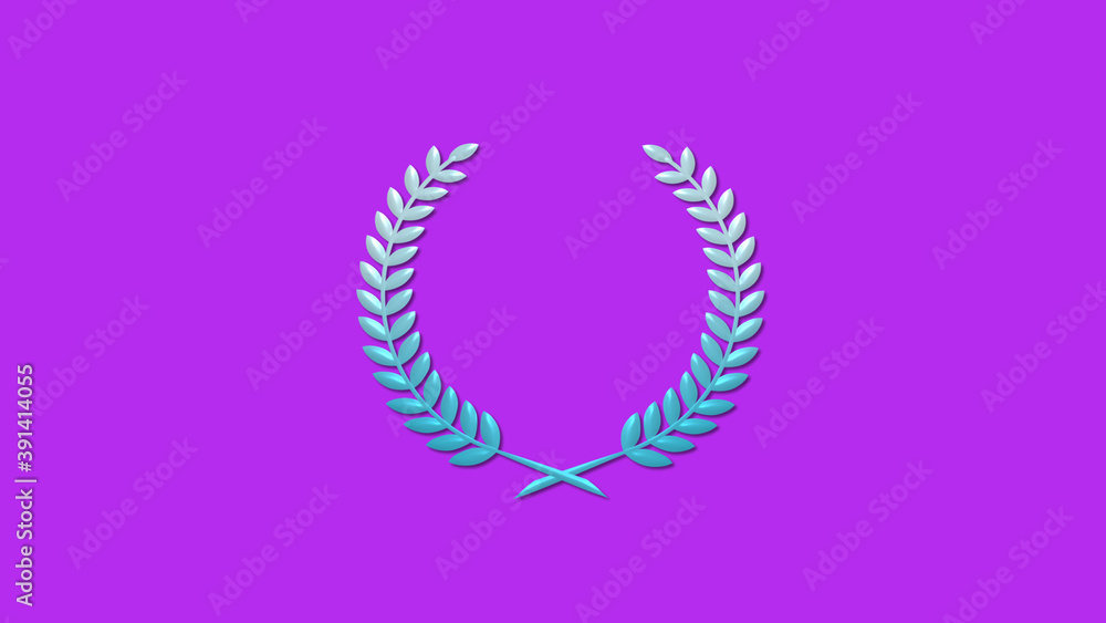 Beautiful cyan and white gradient 3d wheat logo icon on purple background Beautiful cyan and white gradient 3d wheat logo icon on purple background