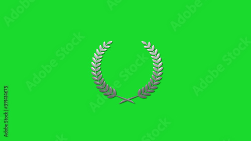 Amazing white gray gradient 3d wheat logo icon on green background, Wreath icon