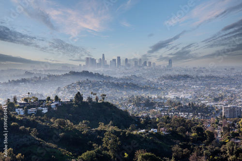 Misty cloudy morning view o...