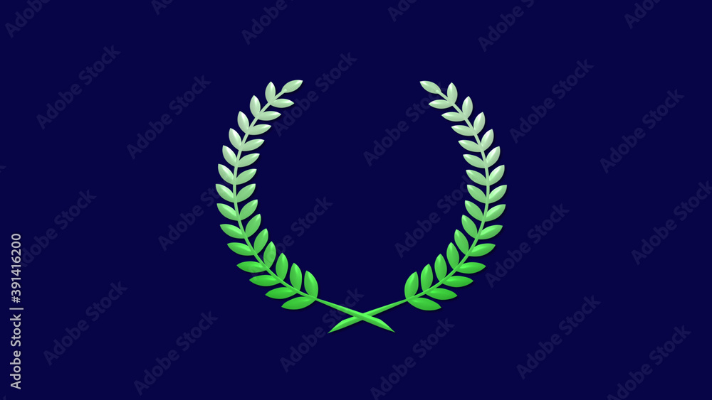 Beautiful green gradient 3d wheat icon on blue dark background Beautiful green gradient 3d wheat icon on blue dark background